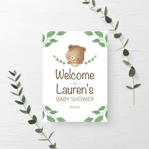 Teddy Bear Baby Shower Welcome Sign Template, Printable Teddy Bear Baby Shower Decorations, Personalized Welcome Sign DIGITAL DOWNLOAD TB100