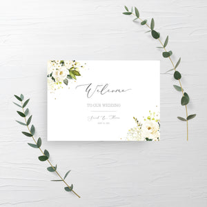 White Floral Greenery Welcome To Our Wedding Sign Template, Large Wedding Welcome Sign Template, Wedding Ceremony Sign, DIGITAL WRG100