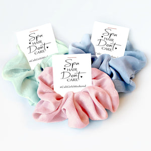 Spa Weekend Favors, Hair Scrunchie, Spa Day Favors, Pamper Day Spa Supplies, Girls Weekend Gifts, Girls Vacation Gifts, Spa Hair Don&#39;t Care