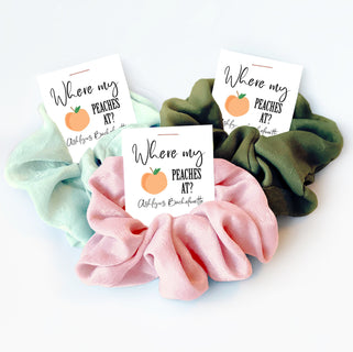 Savannah Georgia Bachelorette Party Favor, Hair Scrunchies, Brides Peaches, Georgia Peach Bachelorette, Where My Peaches At, Savannah Bach