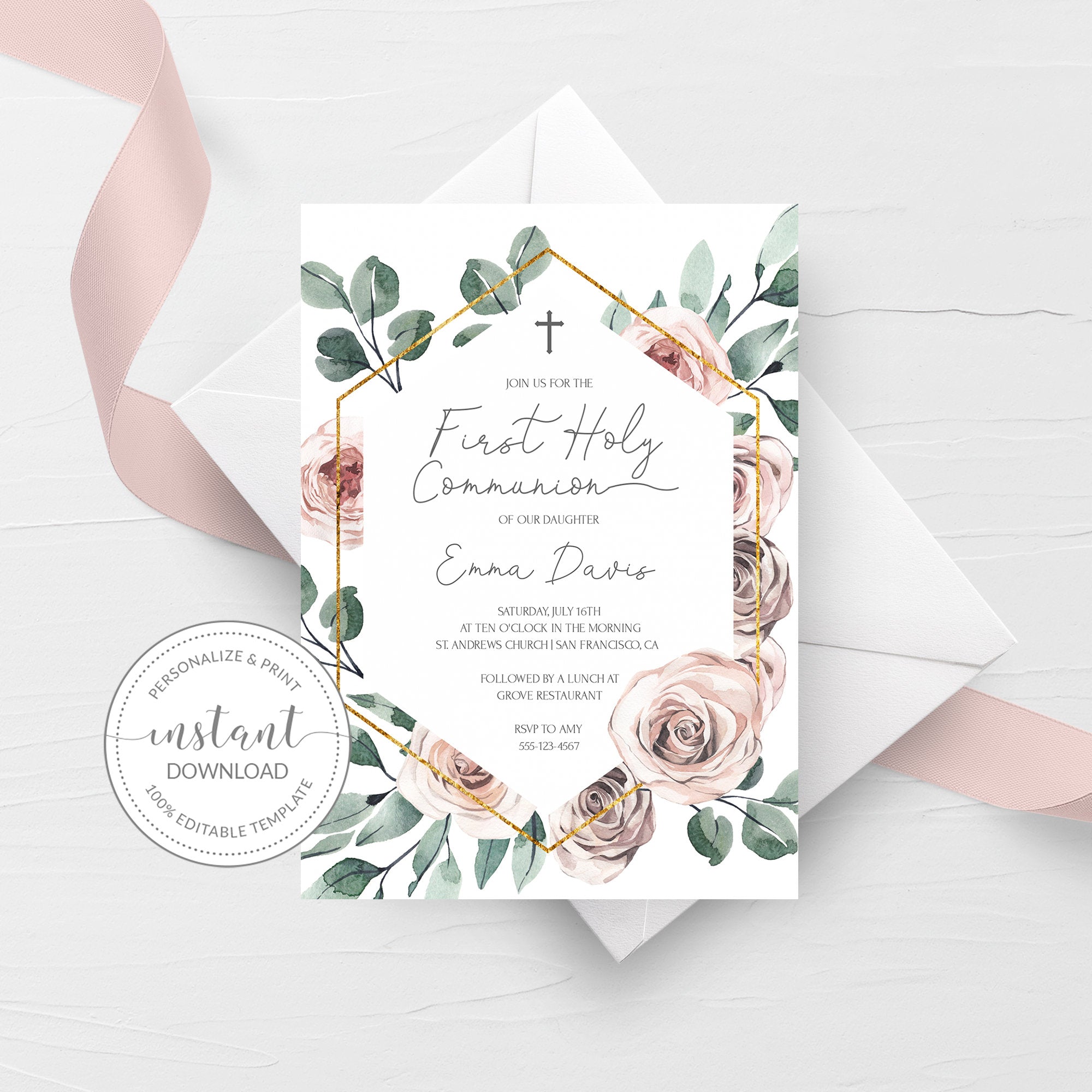 Free Printable First Holy Communion Invitations