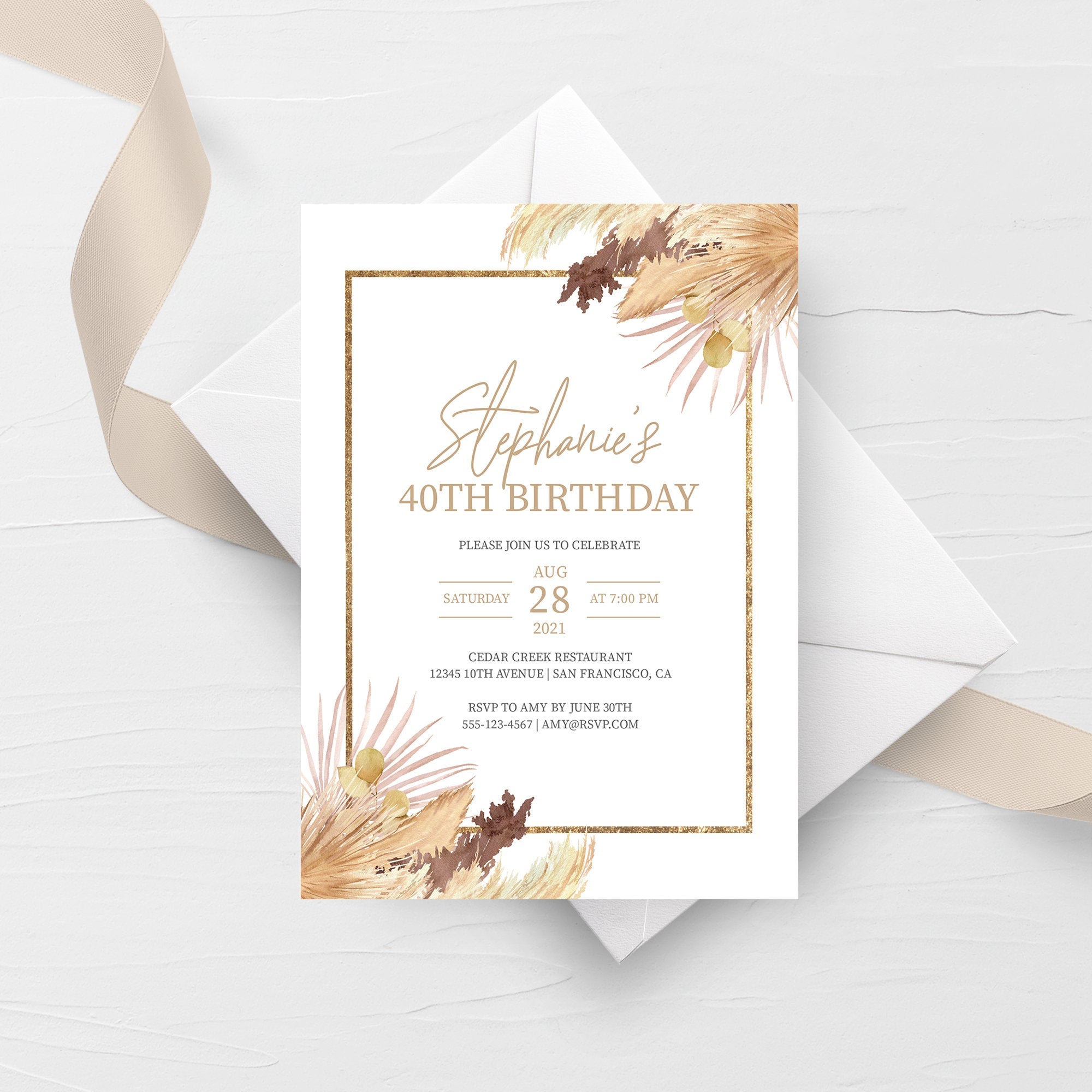 desert-boho-40th-birthday-invitation-template-printable-pampas-grass-plumpolkadot for 40th Birthday Invitation Templates Free Printable Desert Boho 40th Birthday Invitation Template, Printable Pampas Grass - PlumPolkaDot for 40th Birthday Invitation Templates Free Printable
