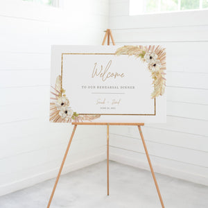 Pampas Wedding Rehearsal Dinner Welcome Sign Template, Large Welcome Sign Printable, Boho Wedding Rehearsal Signs, DIGITAL DOWNLOAD - DP100