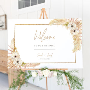 Pampas Welcome To Our Wedding Sign, Wedding Welcome Sign Template, Large Welcome Sign Printable, Desert Boho Welcome Sign, DIGITAL - DP100