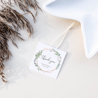 Greenery Wedding Favor Tags Printable Template, Geometric Rose Gold Greenery Favor Tags, Thank You Tag, Editable DIGITAL DOWNLOAD - GFRG100