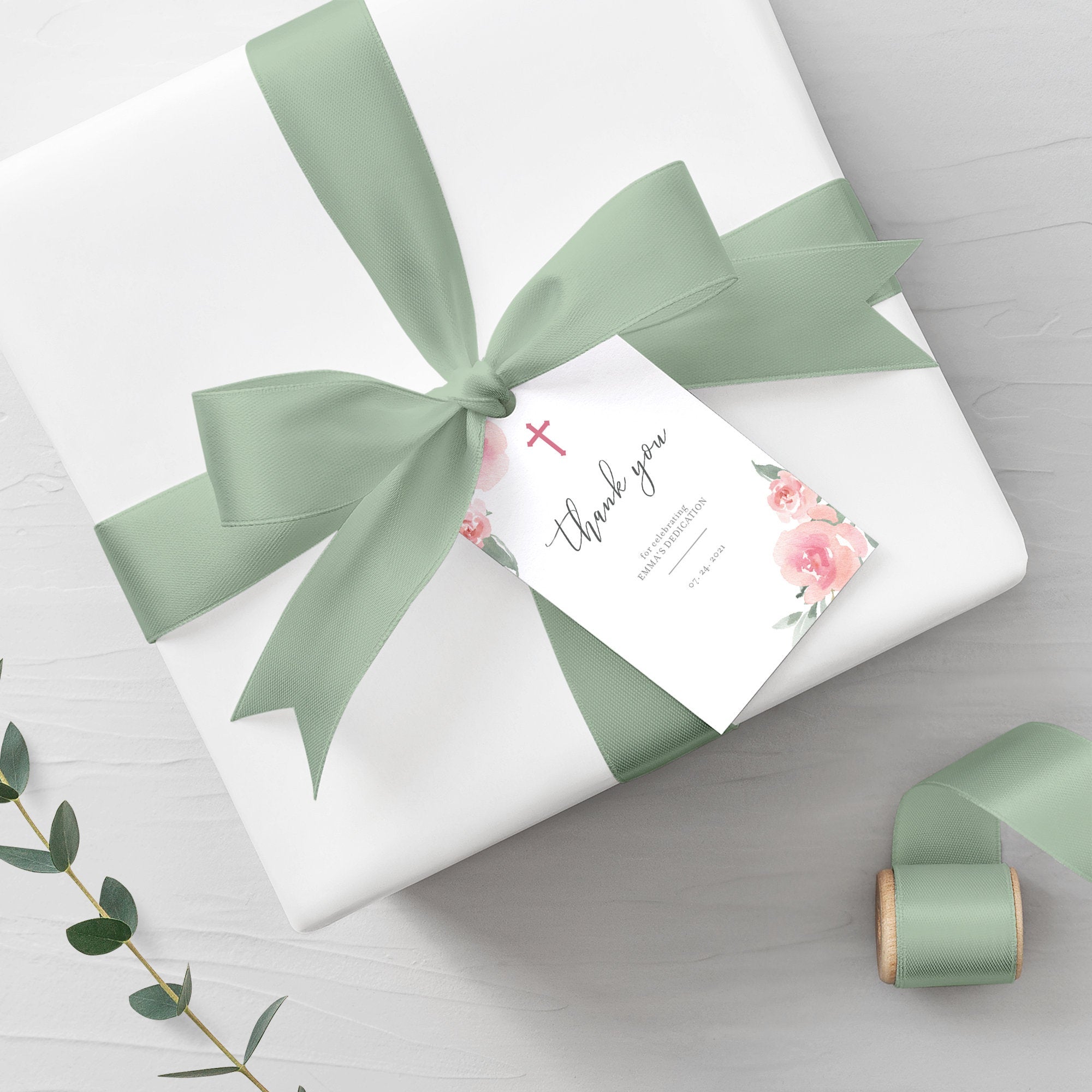 Dedication Tag Layout Blush Pink Floral Girl Dedication Favor Tag Template, Printable Thank ...