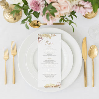 Pampas Grass Menu, Desert Boho Wedding Menu Template Download, Editable Download, Printable Menu, Beach Boho. 4x9 & 5x7 - DP100