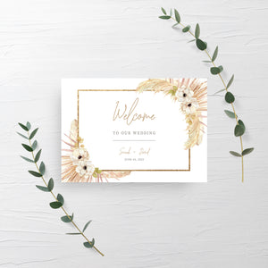 Pampas Welcome To Our Wedding Sign, Wedding Welcome Sign Template, Large Welcome Sign Printable, Desert Boho Welcome Sign, DIGITAL - DP100