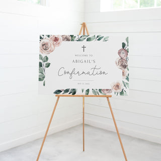 Boho Rose Confirmation Welcome Sign Template, Large Welcome Sign Printable, Girl Confirmation Decorations, INSTANT DOWNLOAD, BR100