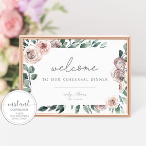 Welcome to Wedding Rehearsal Dinner Sign Template, Printable Wedding Rehearsal Signs, Wedding Rehearsal Welcome Sign, DIGITAL DOWNLOAD BR100