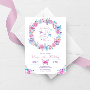 Butterfly Birthday Invitation Template, Butterfly Invitation Printable, Butterfly Invite Birthday Party, Editable INSTANT DOWNLOAD - B200