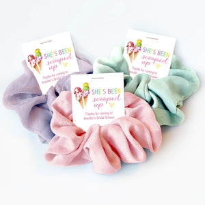 Ice Cream Bridal Shower Favors, Hair Scrunchie Favors, Shes Been Scooped Up Party Favors, Summer Bridal Shower Guest Gifts