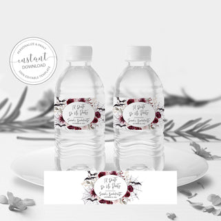 Halloween Bachelorette Water Bottle Labels Template, Gothic Bachelorette Party, Til Death Do Us Party Drink Label, INSTANT DOWNLOAD H100
