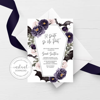 Til Death Do Us Part Bridal Shower Invitation Template, Halloween Bridal Shower Invitation Printable, October Invite, INSTANT DOWNLOAD H100