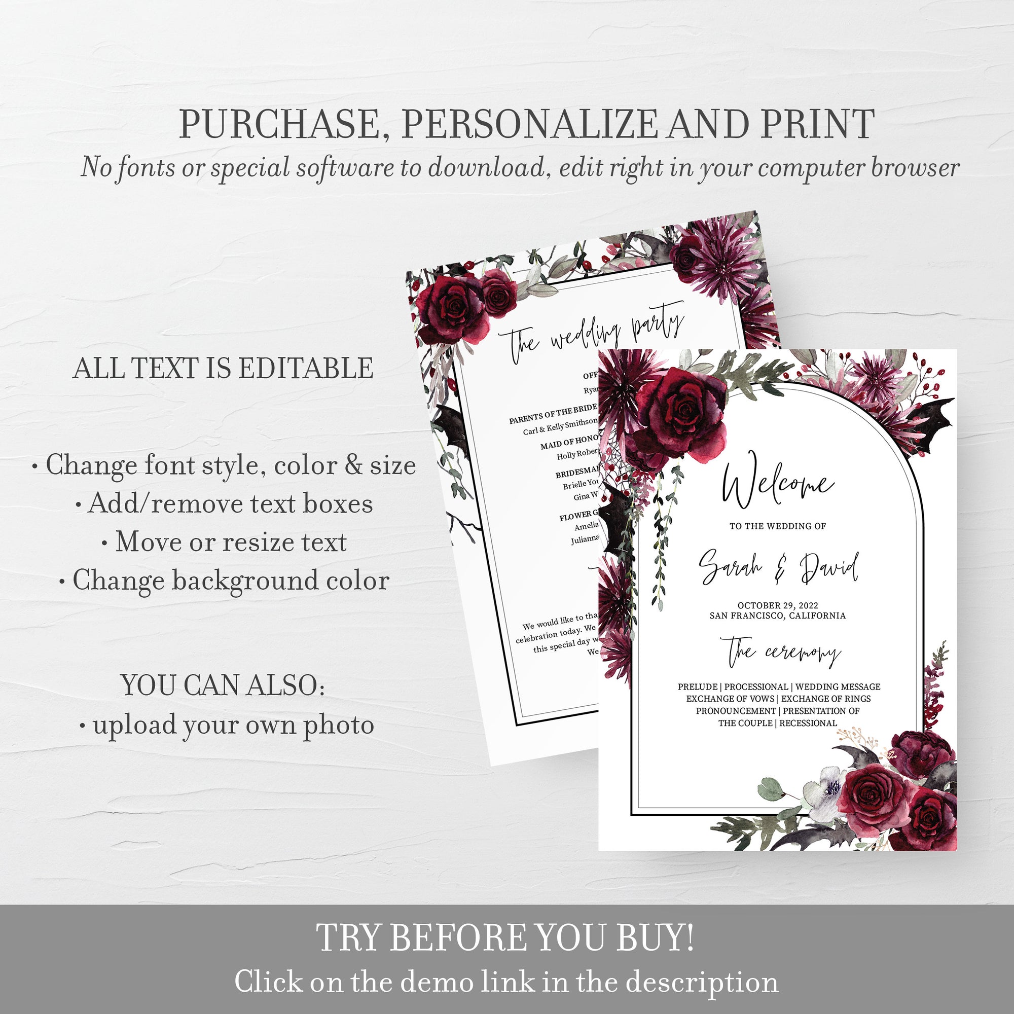 Gothic Wedding Program Examples Wedding program software | Beachweddingtips.com