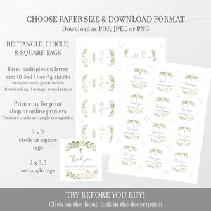 Printable Fall First Communion Favor Tags Girl or Boy, Greenery Pumpkin Holy Communion Favor Tag Template, Thank You, INSTANT DOWNLOAD PG100