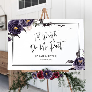 Halloween Wedding Welcome Sign Printable Template, Til Death Do Us Part, Gothic Wedding, Welcome To Our Wedding Sign, DIGITAL DOWNLOAD H100