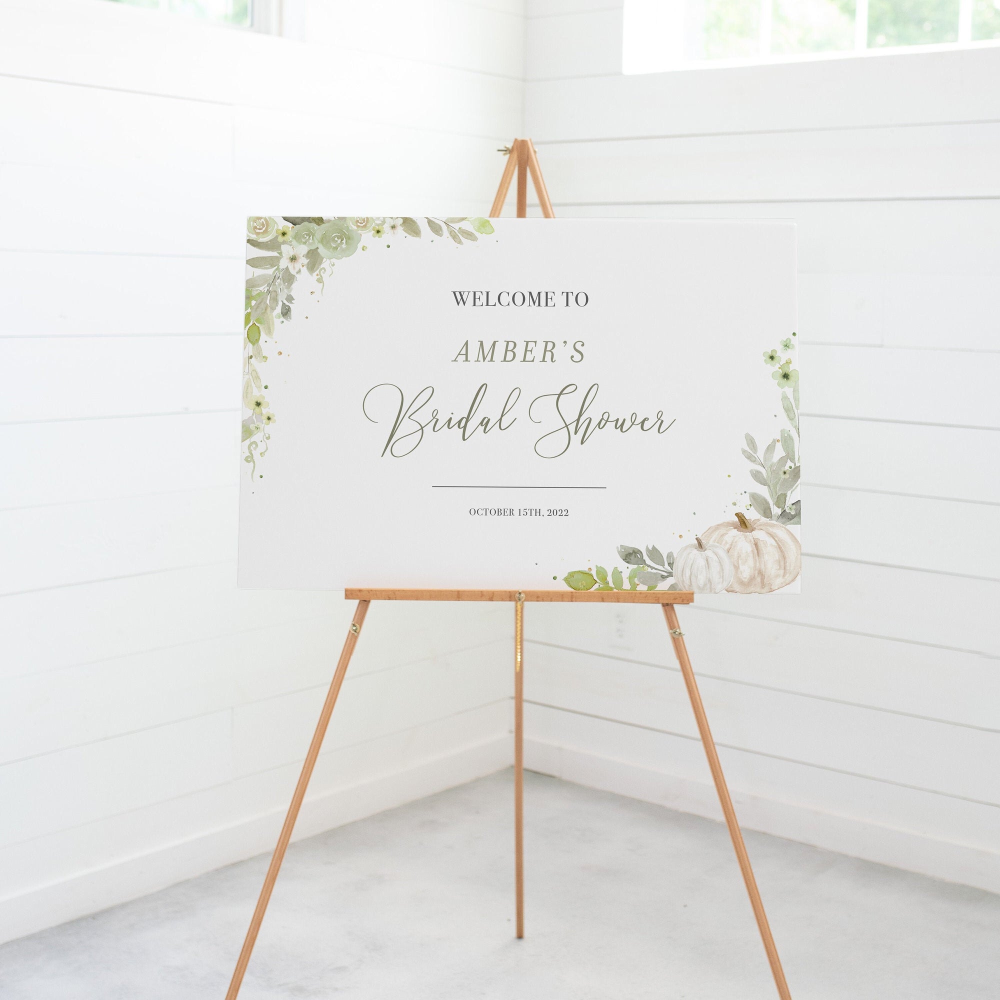 Fall Bridal Shower Welcome Sign Template, Greenery Fall Bridal Shower Decorations, Bridal Shower Sign Printable, DIGITAL DOWNLOAD - PG100
