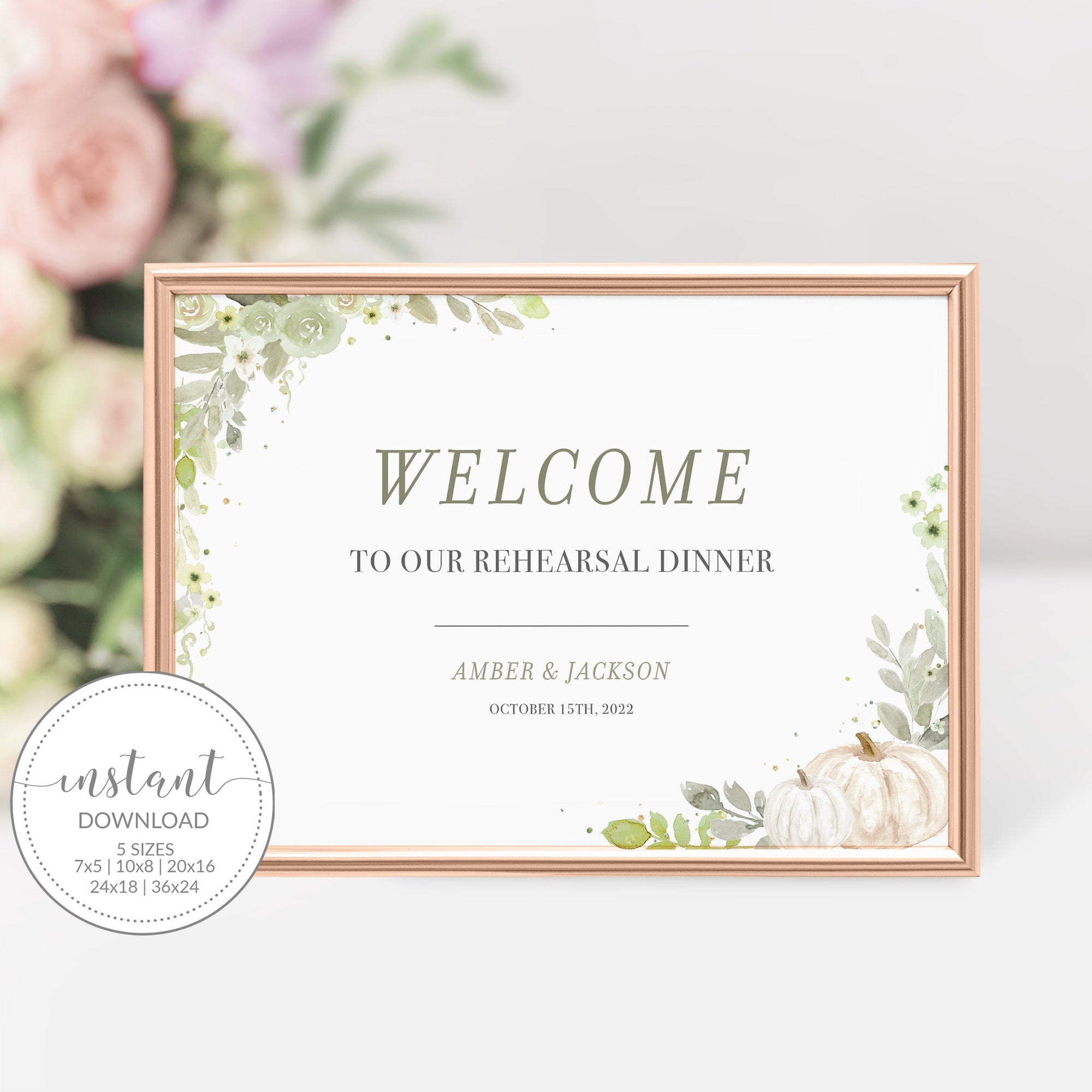 Fall Wedding Rehearsal Dinner Welcome Sign Template, Autumn Wedding, Large Wedding Rehearsal Welcome Sign Printable, DIGITAL DOWNLOAD PG100
