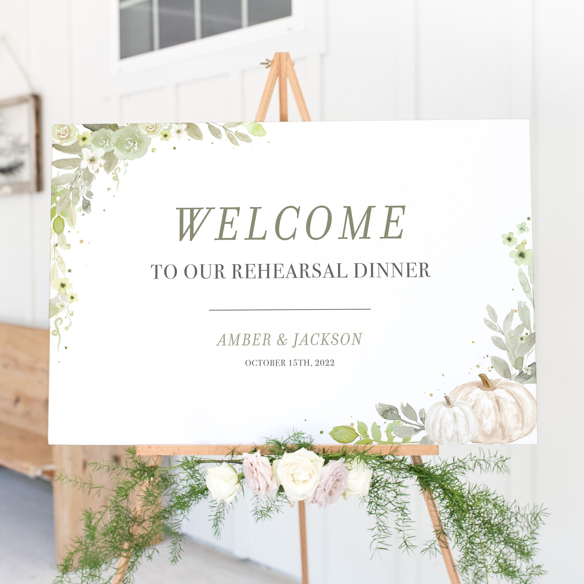 fall-greenery-wedding-rehearsal-dinner-welcome-sign-template-printabl-plumpolkadot for Free Printable Rehearsal Dinner Signs Fall Greenery Wedding Rehearsal Dinner Welcome Sign Template, Printabl - PlumPolkaDot for Free Printable Rehearsal Dinner Signs