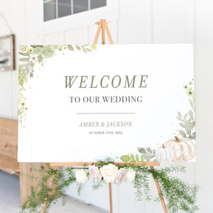 Fall Wedding Welcome Sign Template, Autumn Wedding, Printable Fall Wedding Decor, Welcome To Our Wedding Sign, DIGITAL DOWNLOAD PG100