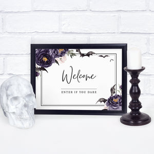 Halloween Welcome Sign Printable, Editable Halloween Printable Sign, Gothic Halloween Decor, Halloween Party Sign, DIGITAL DOWNLOAD H100