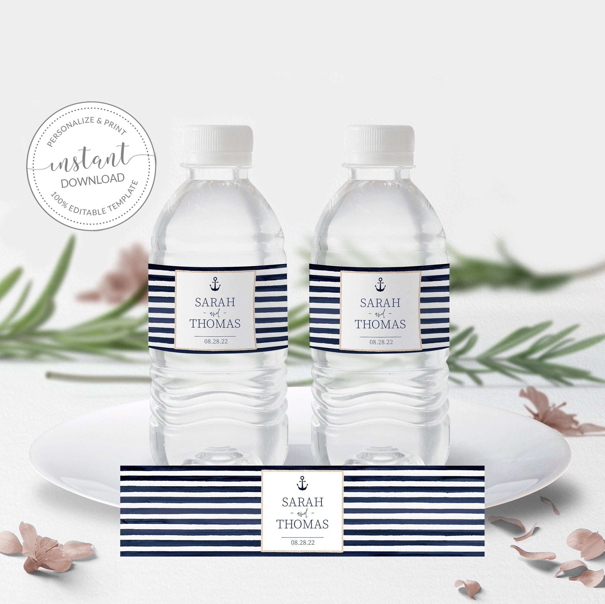 nautical-wedding-water-bottle-labels-template-printable-drink-wrapper-plumpolkadot for Editable Free Printable Water Bottle Label Template Nautical Wedding Water Bottle Labels Template, Printable Drink Wrapper - PlumPolkaDot for Editable Free Printable Water Bottle Label Template