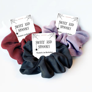 Halloween Birthday Party Favors, Sweet and Spooky Hair Scrunchies, Halloween Birthday Guest Gifts, October Birthday Supplies, EDS100