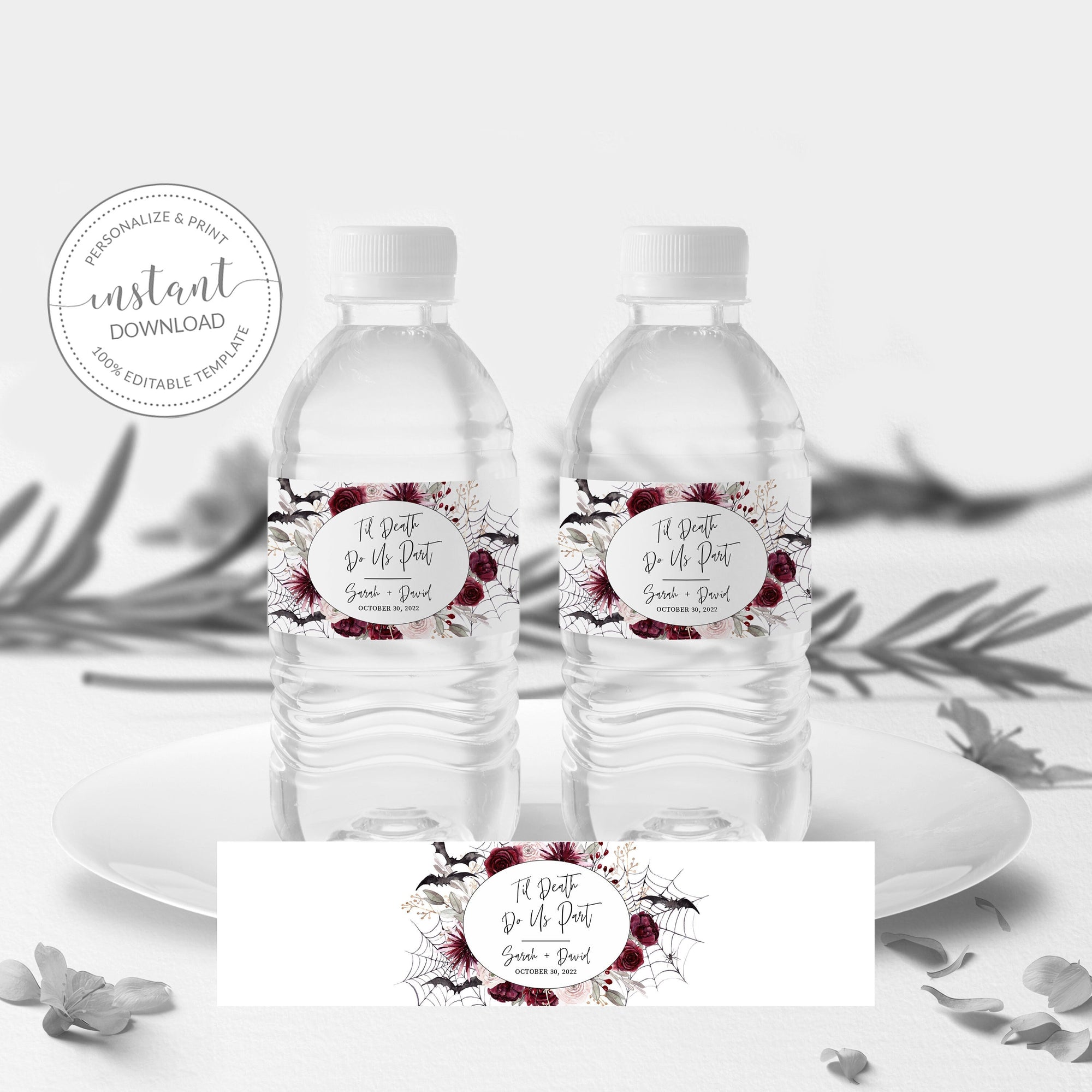 halloween-wedding-water-bottle-labels-template-printable-gothic-drink-plumpolkadot for Free Printable Halloween Water Bottle Labels Halloween Wedding Water Bottle Labels Template, Printable Gothic Drink - PlumPolkaDot for Free Printable Halloween Water Bottle Labels