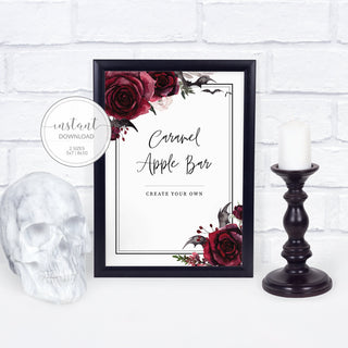 Halloween Caramel Apple Bar Sign, Halloween Printables, Halloween Party Decorations, Halloween Birthday Party Decor, INSTANT DOWNLOAD - H100