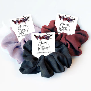 Halloween Bachelorette Party Favors, Hair Scrunchies, Cheers Witches, Gothic Wedding Bridesmaid Gifts, Bridal Party Gifts, H100