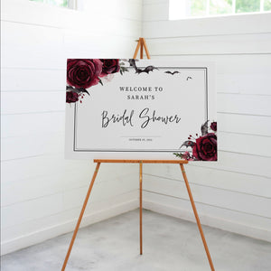 Halloween Bridal Shower Welcome Sign Template, Large Welcome Sign Printable, Gothic Bridal Shower Decorations, DIGITAL DOWNLOAD H100