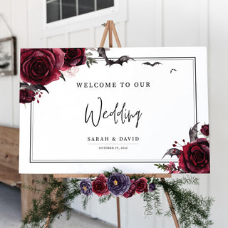 Halloween Wedding Welcome Sign Printable Template, Gothic Wedding Sign, Welcome To Our Wedding Sign, DIGITAL DOWNLOAD H100
