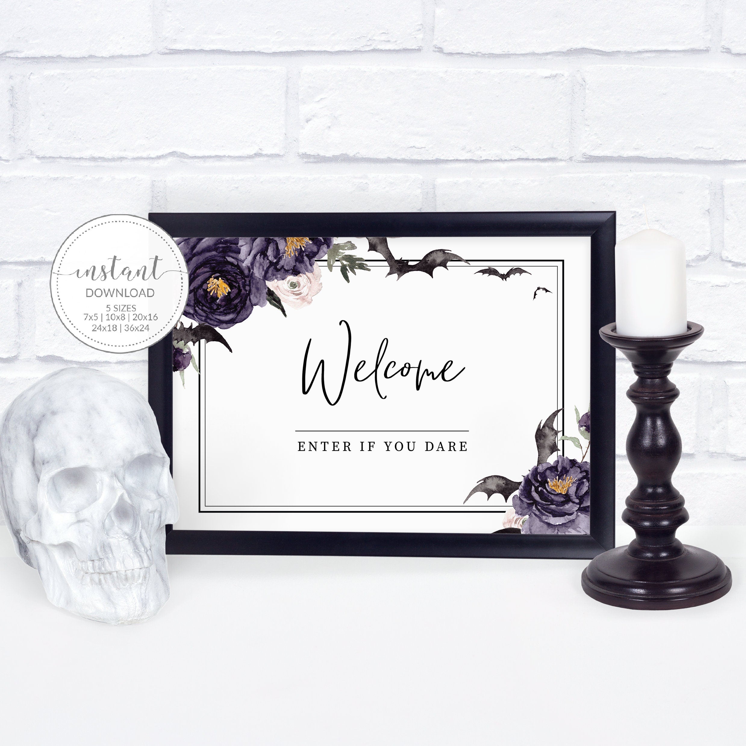 Halloween Welcome Sign Printable, Editable Halloween Printable Sign, Gothic Halloween Decor, Halloween Party Sign, DIGITAL DOWNLOAD H100
