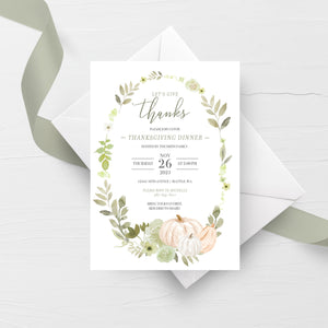 Thanksgiving Invitation Template, Give Thanks, Printable Thanksgiving Dinner Invitation, Thanksgiving Party Invite, INSTANT DOWNLOAD PG100