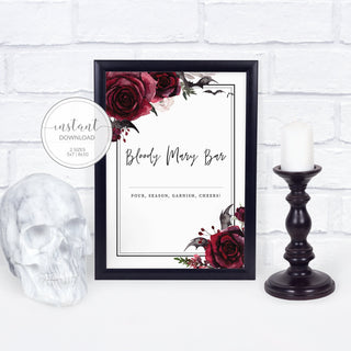 Halloween Bloody Mary Bar Sign, Halloween Printables, Halloween Brunch Sign, Halloween Party Decorations for Adults, INSTANT DOWNLOAD - H100