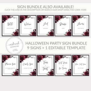 Halloween Sign, Boo Halloween Printables, Halloween Party Decorations, Happy Halloween Decor, Halloween Birthday, INSTANT DOWNLOAD - H100
