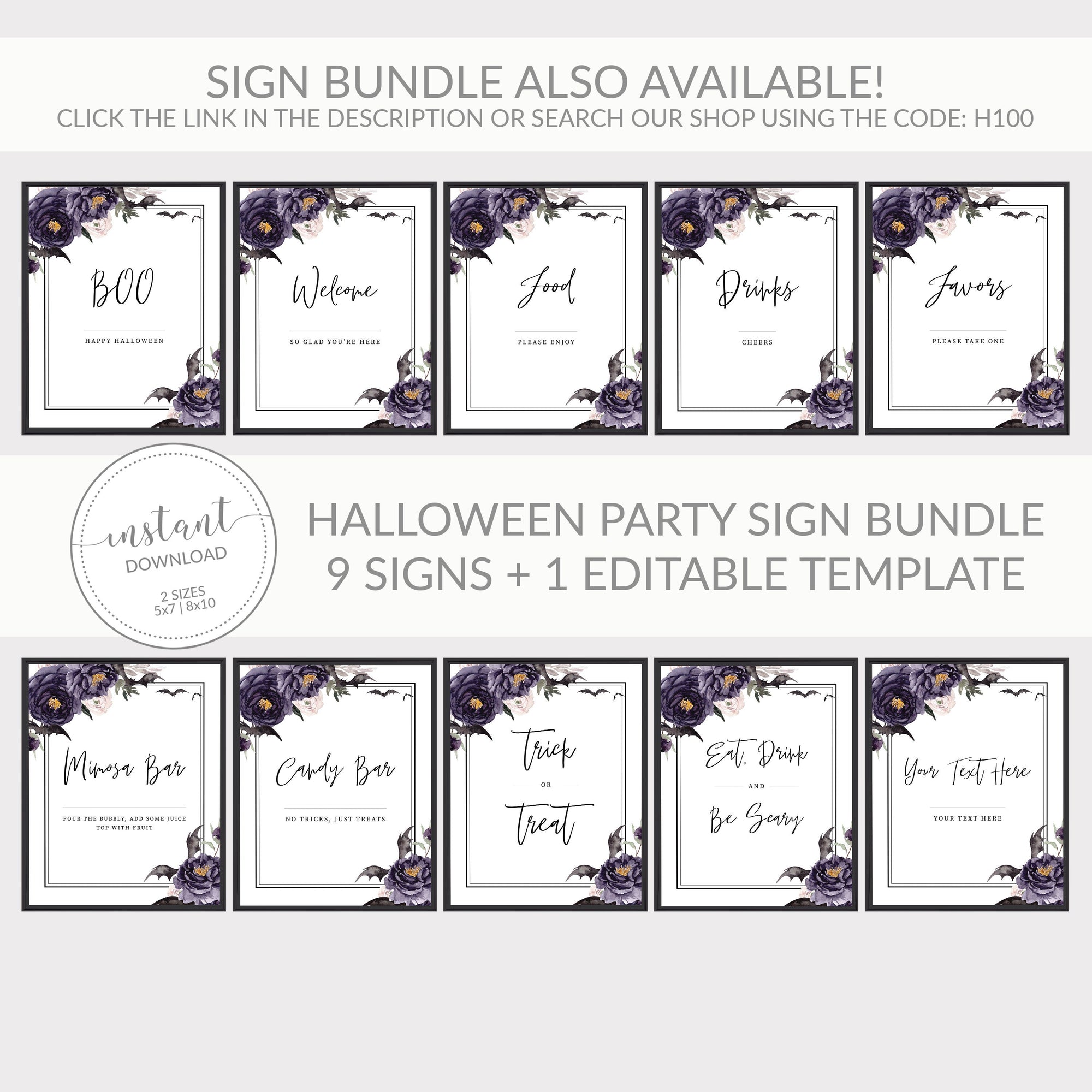 Halloween Party Food Sign, Halloween Printables, Halloween Party Decorations, Halloween Birthday Party Decor, INSTANT DOWNLOAD - H100