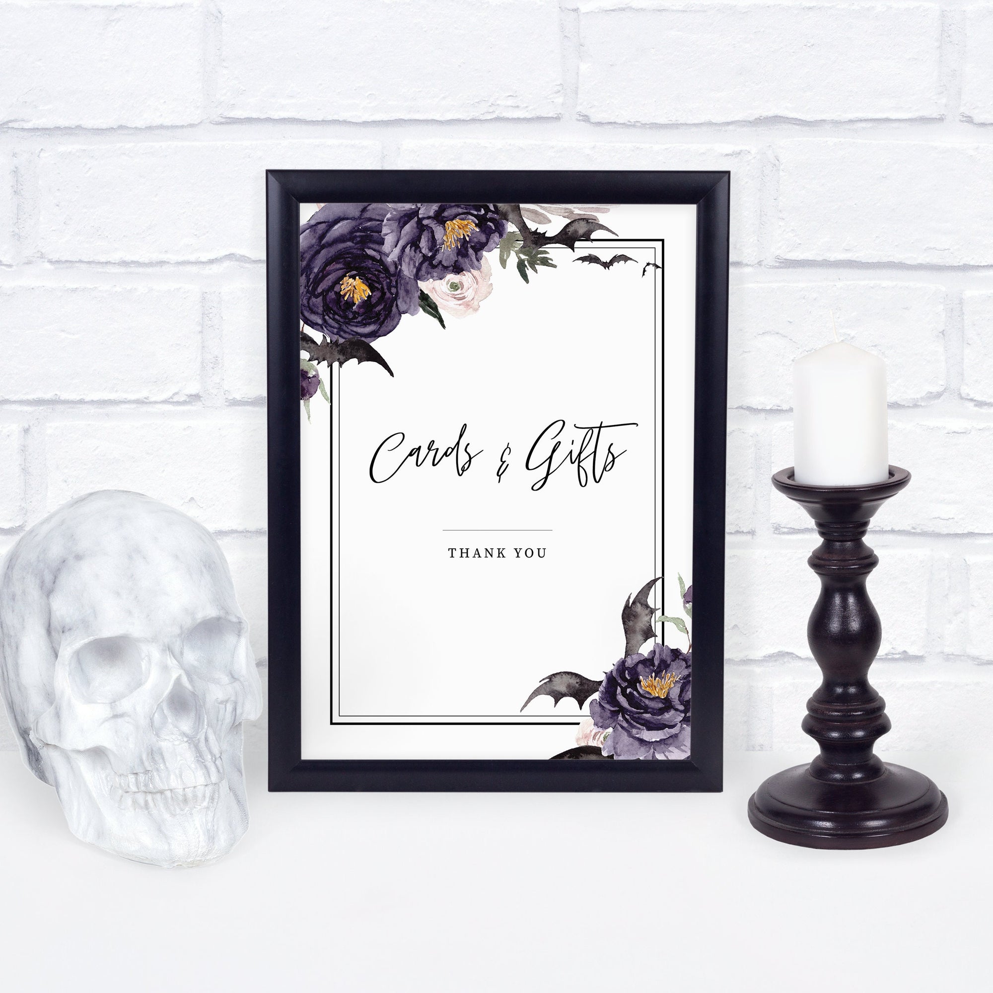 Halloween Cards and Gifts Sign, Halloween Bridal Shower Sign Printable, Gothic Wedding Decor, Halloween Wedding Sign, INSTANT DOWNLOAD H100