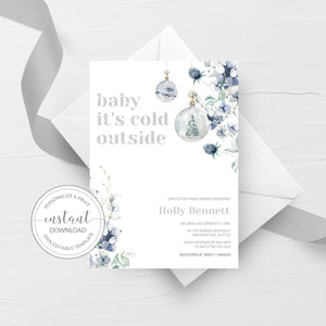 Baby Its Cold Outside Baby Shower Invitation Template, Printable Winter Baby Shower Invitation, Christmas Invite, INSTANT DOWNLOAD AW100