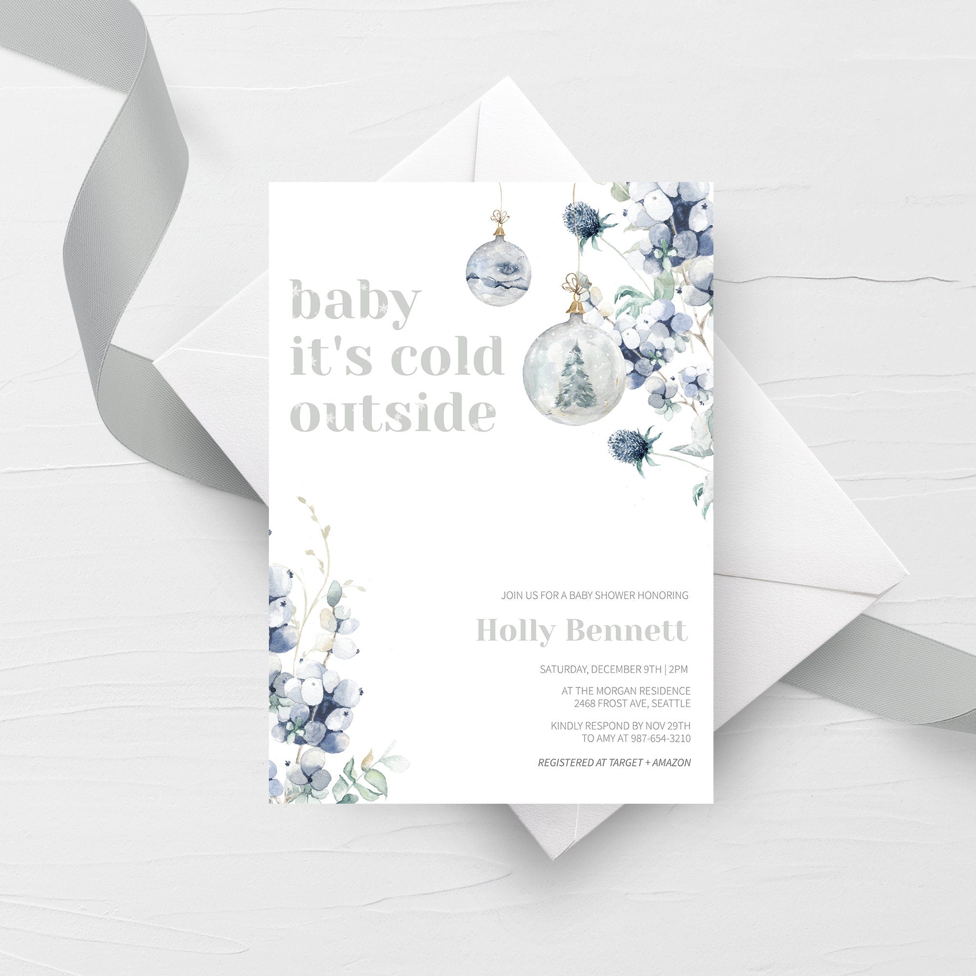 Baby Its Cold Outside Baby Shower Invitation Template, Printable Winter Baby Shower Invitation, Christmas Invite, INSTANT DOWNLOAD AW100