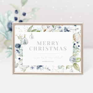 Christmas Party Welcome Sign Template, Printable Holiday Party Sign, Pastel Winter Merry Christmas Sign, INSTANT DOWNLOAD AW100