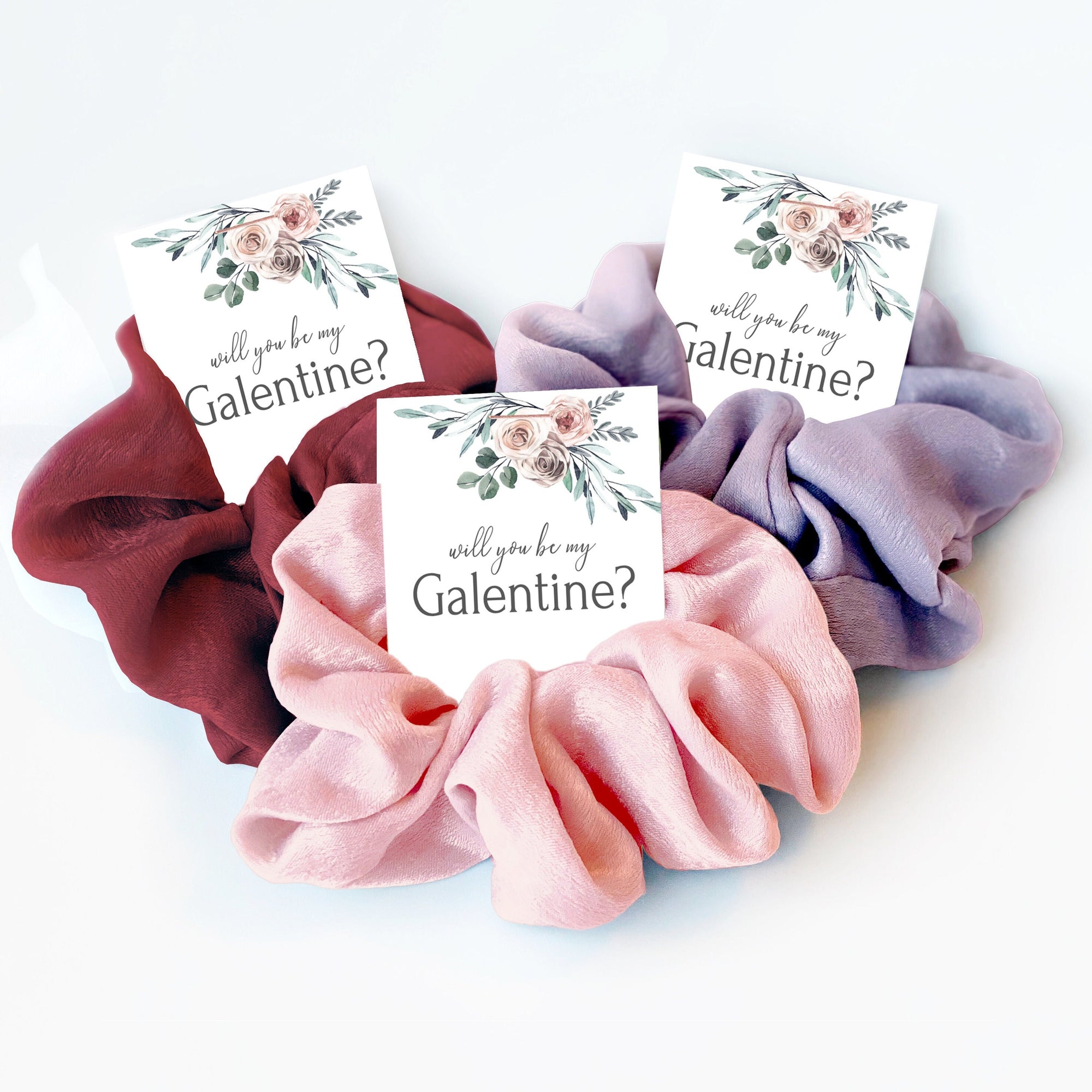 Will You Be My Galentine Card with Hair Scrunchie, Galentines Day Gift for Friends, Galentine Party Supplies, Galentine&#39;s Party Favors