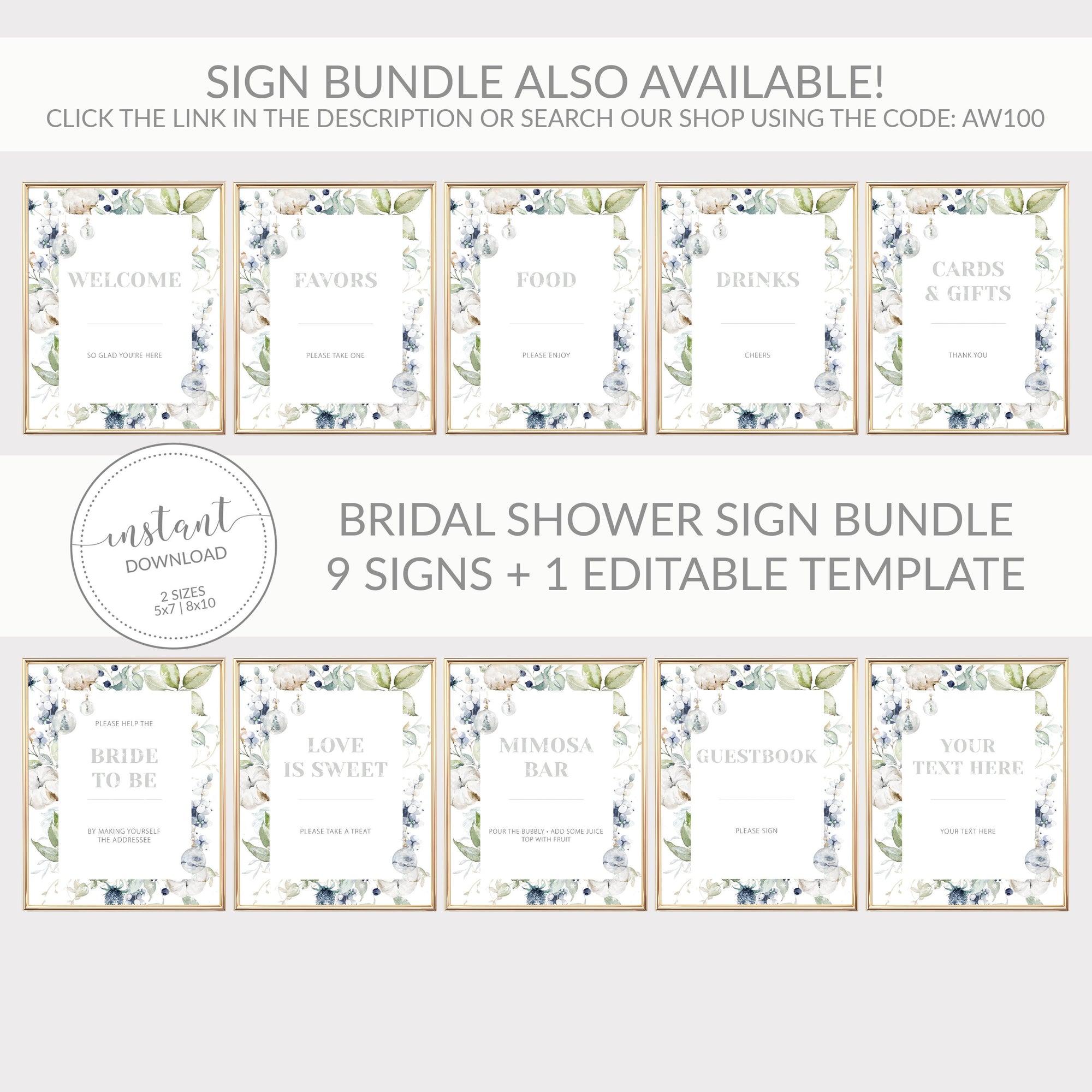 Christmas Bridal Shower Addressee Sign Printable, Address an Envelope Sign, Winter Bridal Shower Decorations, INSTANT DOWNLOAD - AW100