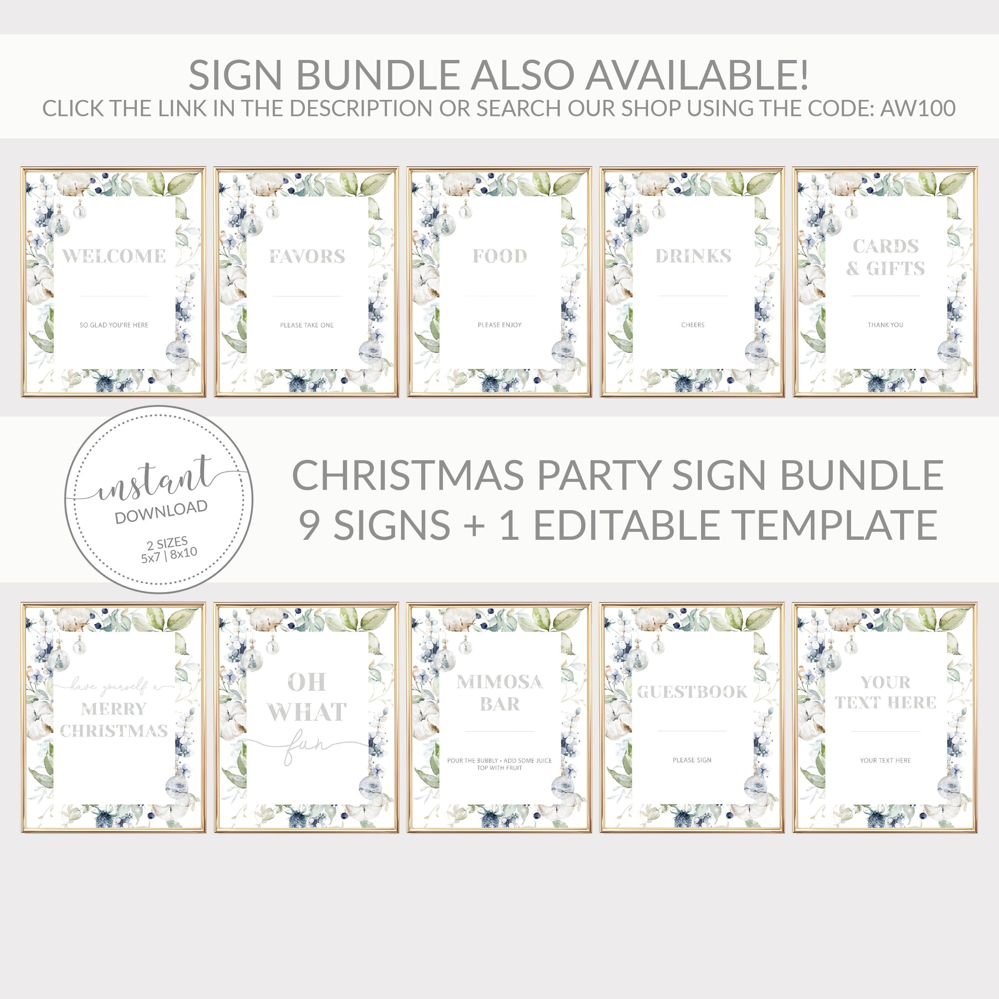 Christmas Guestbook Sign Printable, Winter Bridal Shower, Baby Shower, Christmas Wedding, Christmas Party Decoration, INSTANT DOWNLOAD AW100