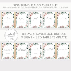 Cards and Gifts Sign Printable, Boho Rose Table Signs, Wedding, Greenery Baby Shower, Bridal Shower Decorations, INSTANT DOWNLOAD - BR100
