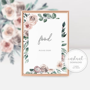 Food Sign Printable, Boho Rose Bridal Shower Decorations, Birthday, Baby Shower, Wedding Decorations Supplies, INSTANT DOWNLOAD - BR100
