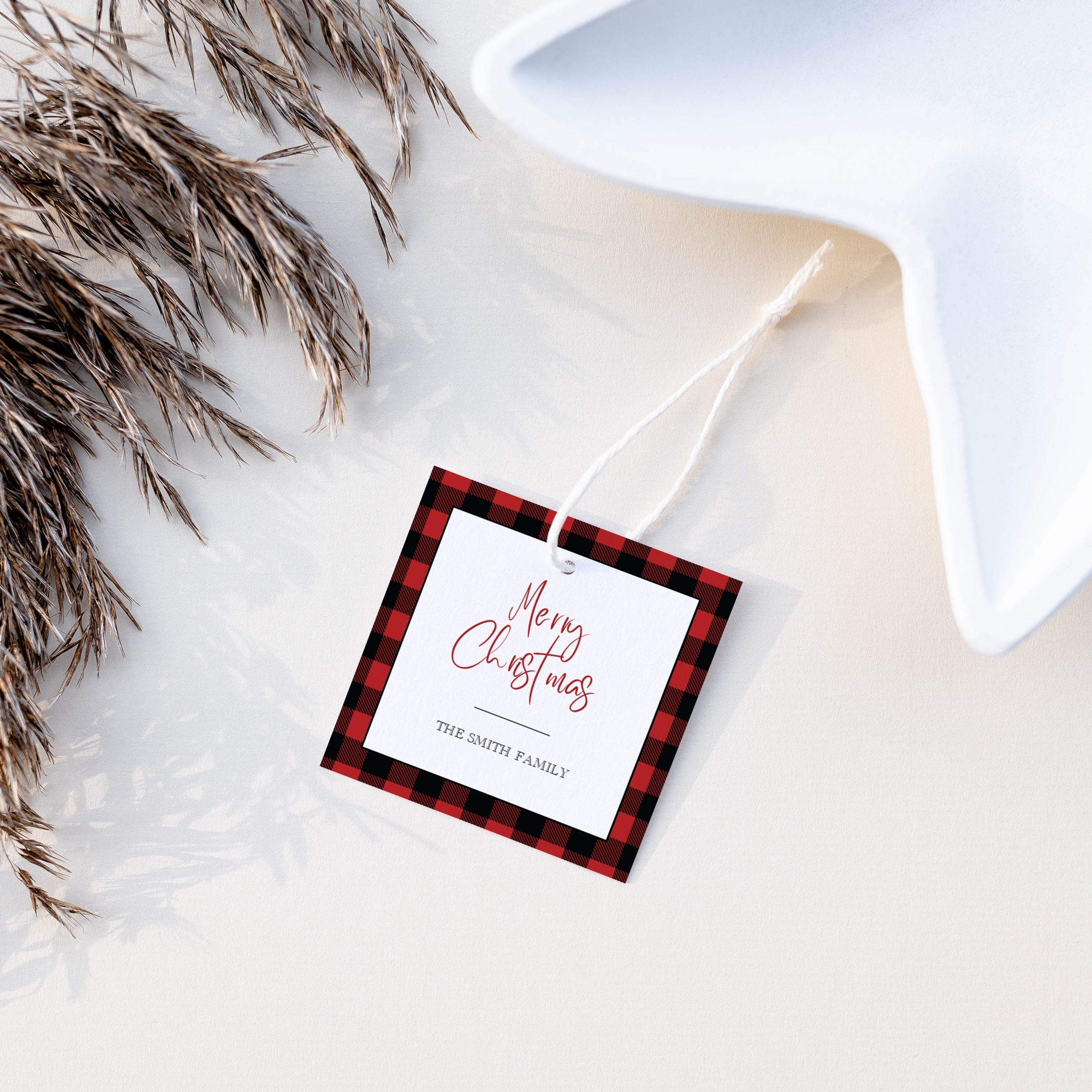 Buffalo Plaid Christmas Gift Tag Printables, Editable Christmas Tags Download, Christmas Favor Tag Template, Editable DIGITAL DOWNLOAD BP100
