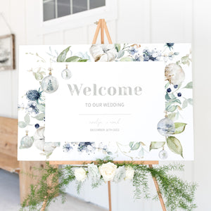 Christmas Wedding Welcome Sign Template, Pastel Christmas Wedding Welcome Sign, Printable Wedding Decorations, DIGITAL DOWNLOAD AW100