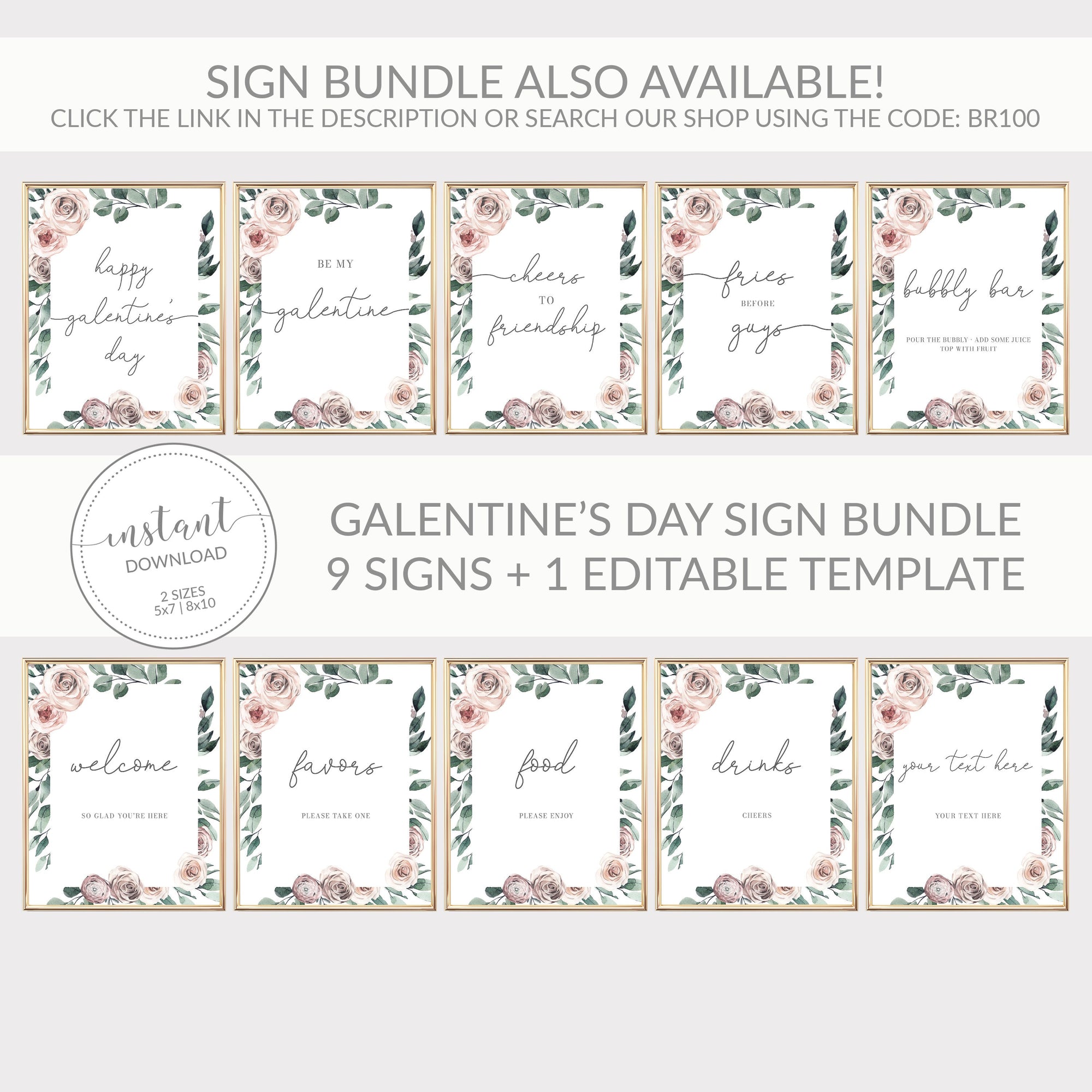Printable Galentines Day Wine Bottle Labels, Galentines Day Party Mini Champagne Favor Tags Template, Editable DIGITAL DOWNLOAD - BR100